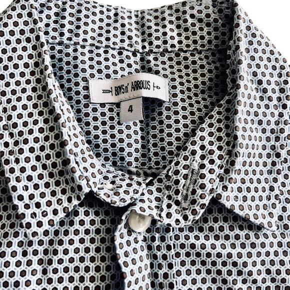 Boys n’ Arrows geometric print button down shirt size 4 - Picture 2 of 6
